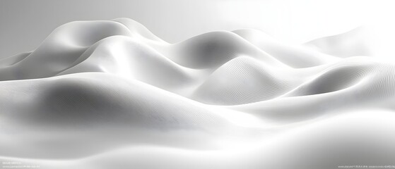 Obraz premium A serene and abstract landscape of soft, flowing white waves, creating a peaceful atmosphere with gentle curves and smooth textures that evoke tranquility.