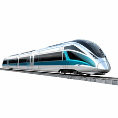 Fototapeta premium Futuristic train on a transparent background, ideal for transportation design projects, highlighting high-speed rail and cutting-edge public transit systems 