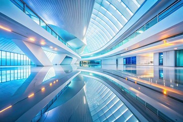 Obraz premium Futuristic White Architecture Abstract Background AI Photo