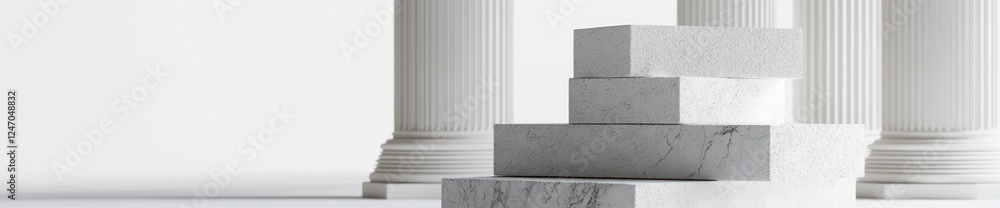 Aufkleber white marble blocks stacked in front of classical columns.