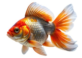 Fototapeta premium Goldfish Close-Up, Oranda, Food Photography Style, Isolated Background