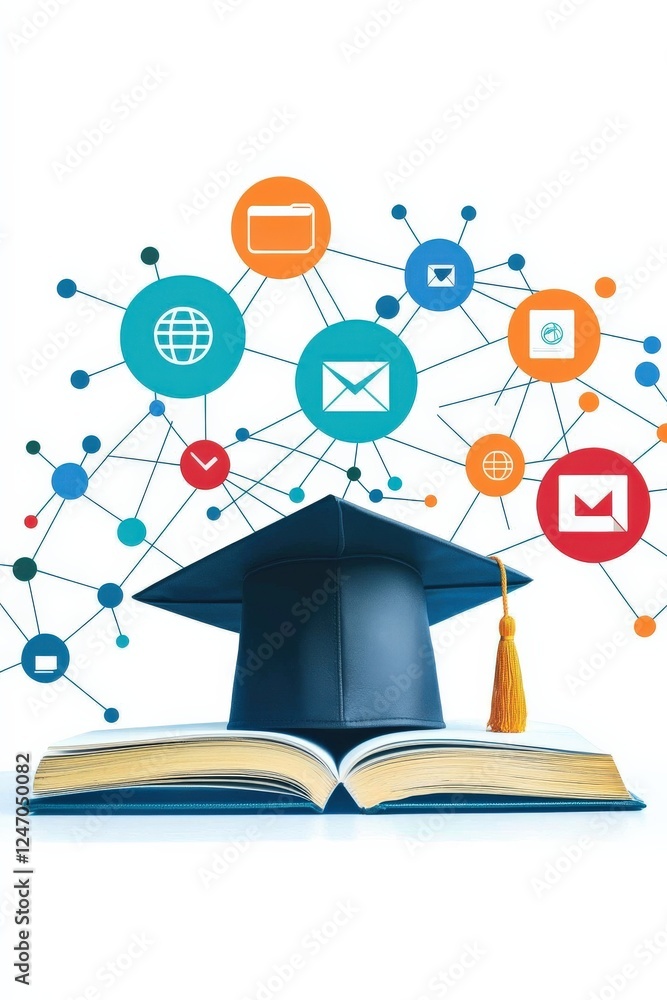 Poster infographic-inspired visuals showcasing the connection between digital learning and regulatory polic