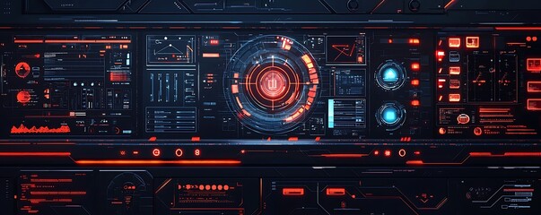 Obraz premium Interface digital concept featuring sleek digital design elements and technology icons