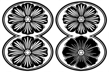 set of round ornamental elements