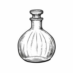 Tequila bottle, a bottle of tequila, a sketch, an illustration for posters, decoration, menus and printing, a hand-drawn image of a drink, without people, ai