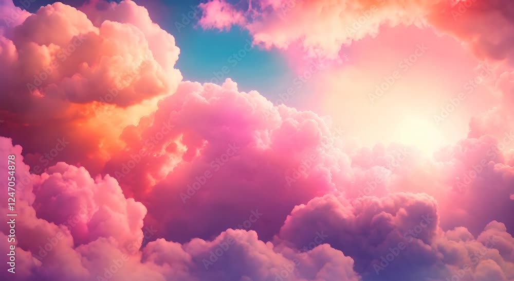 Poster illuminated clouds a texture image of a soft dreamy gradient resembling a sky full of colorful cloud