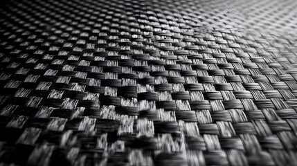 Fototapeta premium Close-up of a carbon fiber material with a woven pattern 