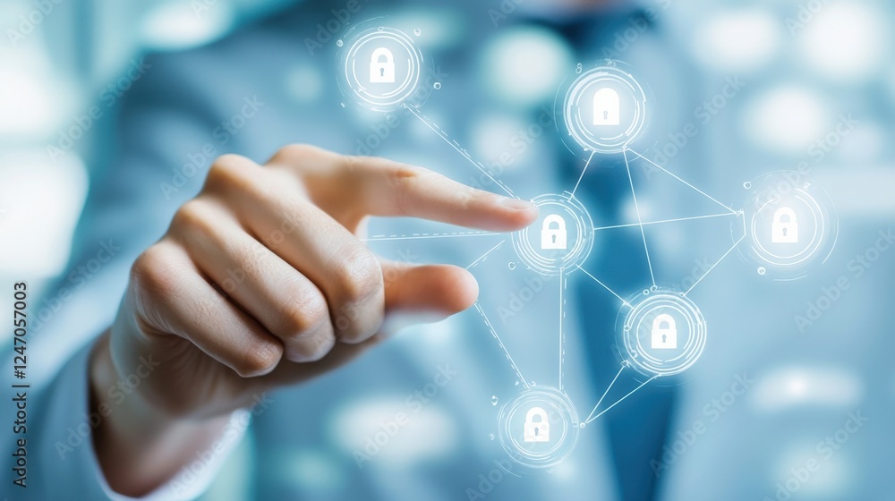 Poster policy symbol integrated with a modern digital interface to communicate secure regulatory systems.