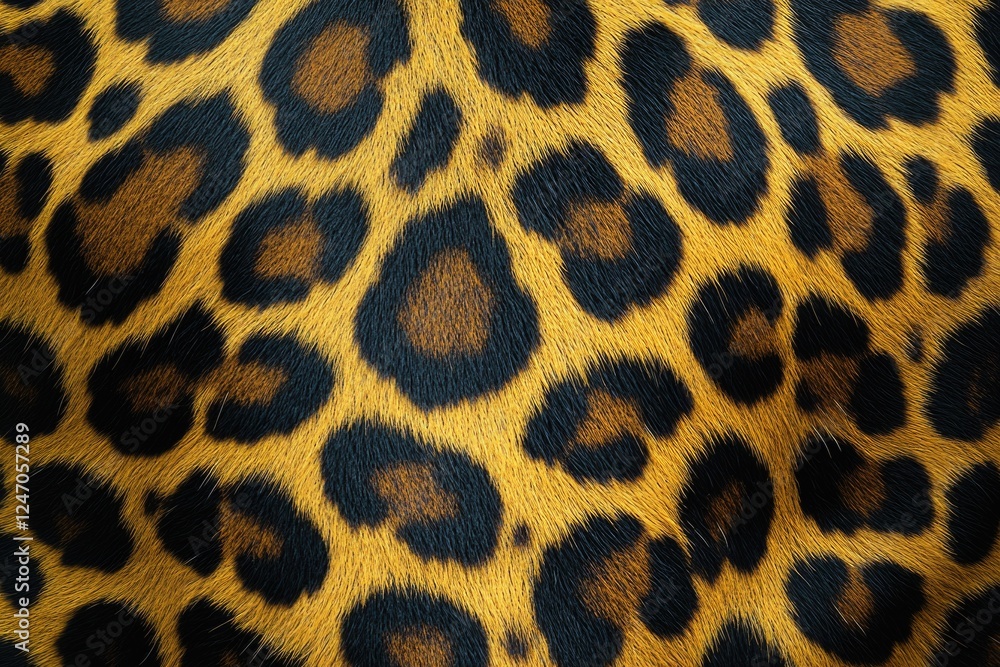 Poster textured close-up of leopard skin pattern, showcasing the intricate details and unique design.