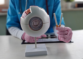 Doctor eye anatomy cigarette. Does smoking affect vision. Damage to blood vessels from nicotine...