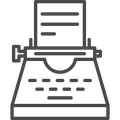 Writing Machine Line Art Sign. Vector Illustration with Single Outline Icon.