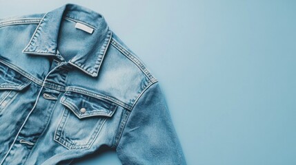 Light blue denim jacket on a blue background. (1)