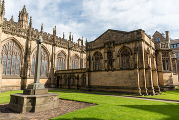 Fototapeta premium Historic architecture, Manchester cathedral gardens