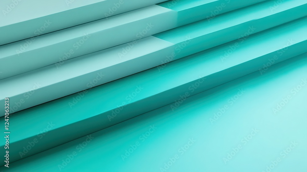 Poster aqua abstract geometric background with steps and linear composition