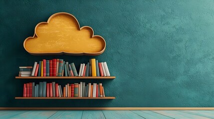 Innovative cloud shaped bookshelf design symbolizing the concept of cloud based learning resources and digital knowledge storage  This modern