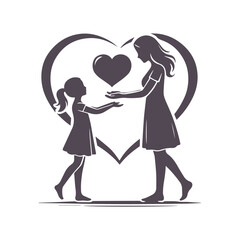 Mom And Son Silhouette for Mother's Day Vector Design Illustration