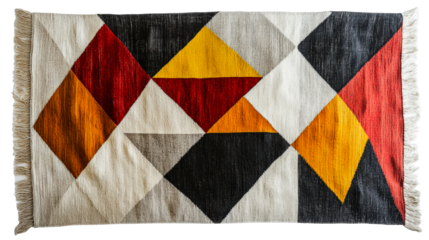 Modern geometric rugs aerial perspectives in interior design isolated on transparent background