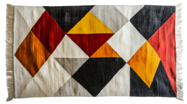 Modern geometric rugs aerial perspectives in interior design isolated on transparent background