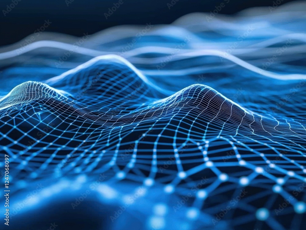 Poster exploring digital waves abstract visualization of technology in motion virtual environment dynamic p