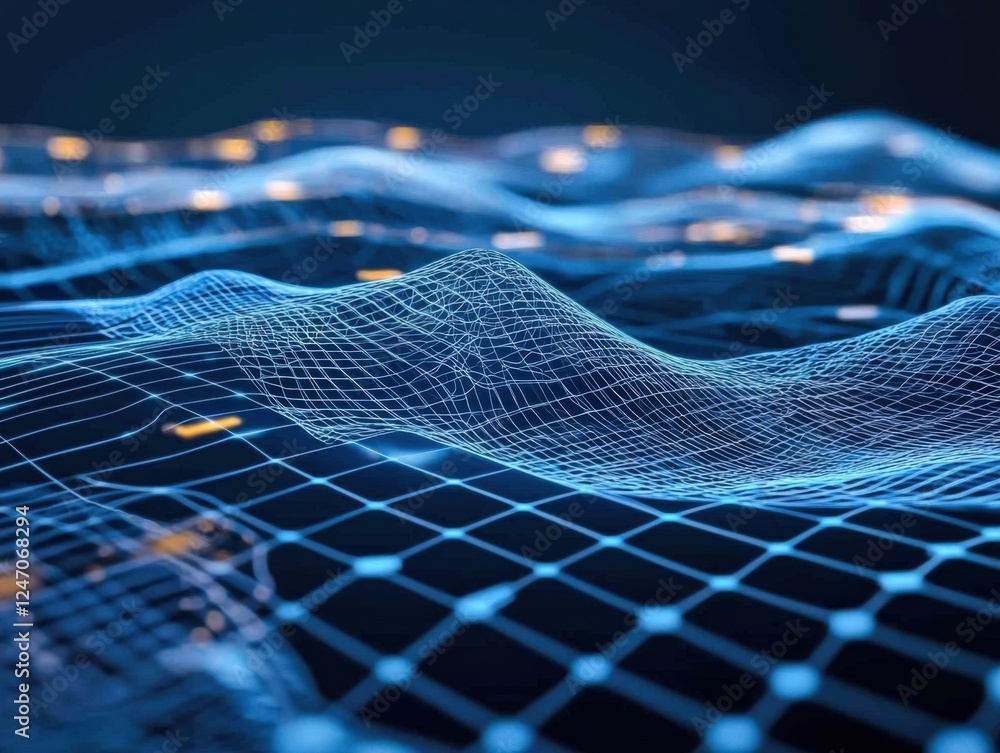 Poster digital wave patterns abstract art visual design tech environment aesthetic viewpoint virtual concep