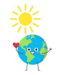 Planet Earth cute character cartoon like the sun happy sunny day smile face emotion vector illustration. Weather.