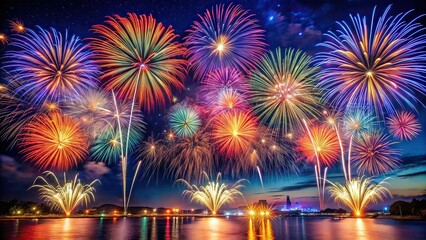 Holiday Fireworks Night Sky Background Design