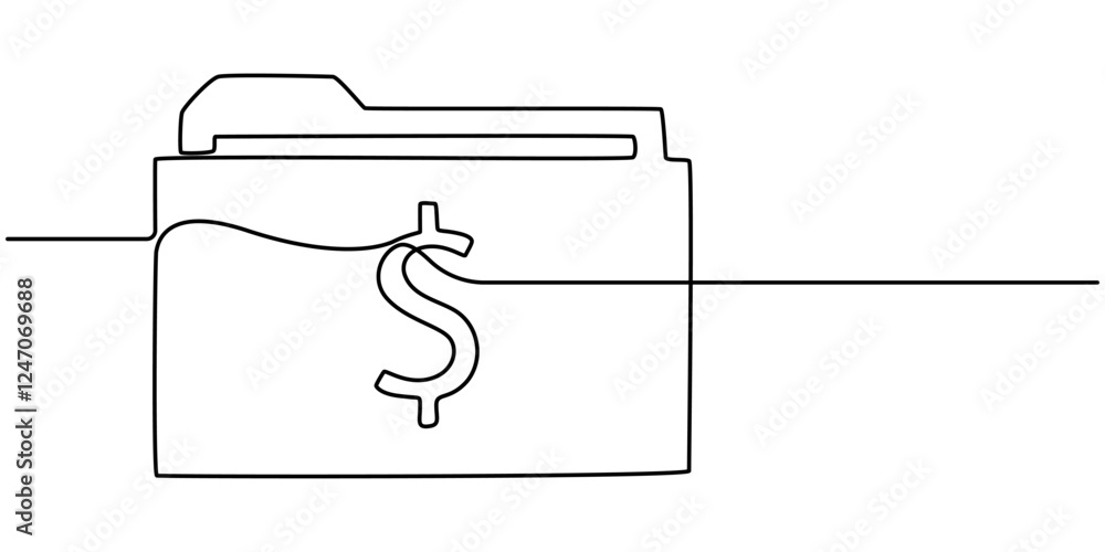 Poster folder glyph icon continuous one line drawing, continuous line drawing of medical record icon. hand 