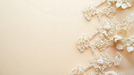 Obraz premium Elegant Cream Lace Floral Design on Beige Background