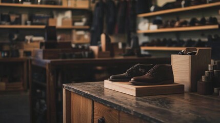 Vintage shoemaker's workshop with classic tools