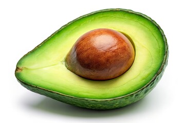Isolated Avocado Half Panoramic Photography, Realistic Fruit, Food Photography, Close Up, High Resolution