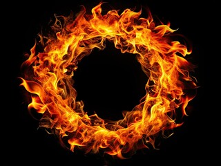 Fototapeta premium Isolated Fire Flames Circle - Documentary Photography AI Art