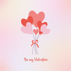 Valentine's Day greeting card with heart, love, day, greeting, hearts, invitation, pink