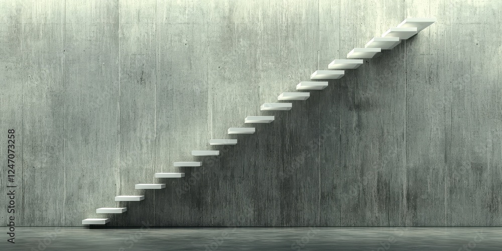 Poster ascending staircase design minimalist architecture modern space concrete environment unique perspect