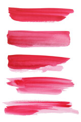 Obraz premium Pink watercolor strokes on white background, top view