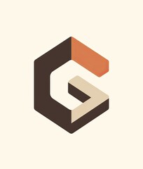 Obraz premium geometric brown and white square featuring the letter 
