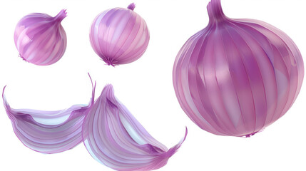 red onion on white background
