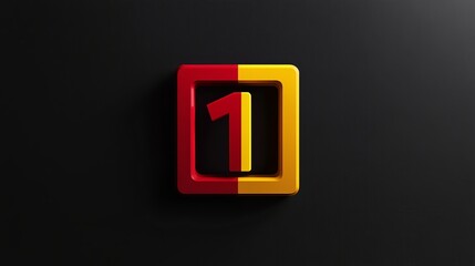 Geometric logo design featuring a red and yellow square with the number "1", solid background