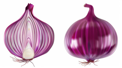 red onion on white background