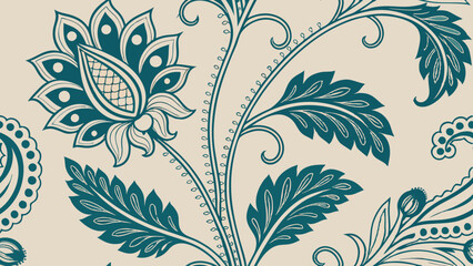 Generative ai. a blue and white paisley pattern on a white background, creating a beautiful and intricate design