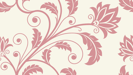 Generative ai. a pink and white floral pattern on a white background. The pattern is intricate and detailed, with a variety of shapes and colors that create a beautiful and eye-catching design