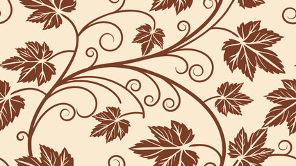 Generative ai. a brown and white floral pattern on a beige background. The pattern is intricate and detailed, with swirls and curves that create a beautiful design