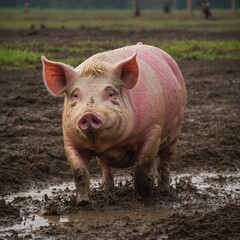 pig in the mud Photograph a pig rolling in mud. Adorable Piglet Playing in the Mud cute happy wild pig