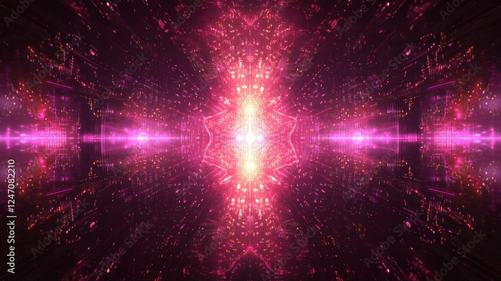 Poster abstract technology background with glowing lines and geometric shapes