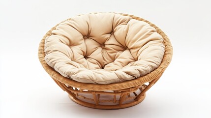 Isolated image of a wooden chair with a soft cushion, perfect for home decor or furniture promotions.