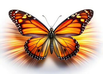 Fototapeta premium Long Exposure Monarch Butterfly on White