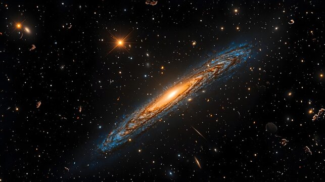 The Sombrero Galaxy M104 a bright spiral galaxy showcasing its prominent dust lane and captivating celestial beauty in the vast expanse of the cosmos