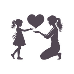 Mother's Day Mom and Daughter Silhouette Vector Illustration