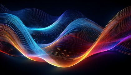 Fototapeta premium wavy lines on dark backdrop with thin abstract stripes graphic resource background banner
