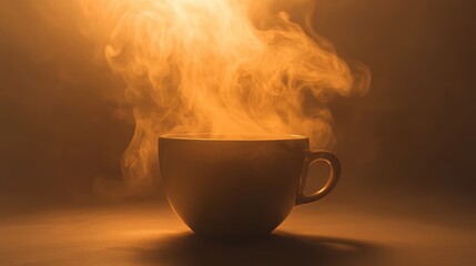 A single cup of steaming hot coffee on a white background. Ideal for promoting coffee brands or morning routines.