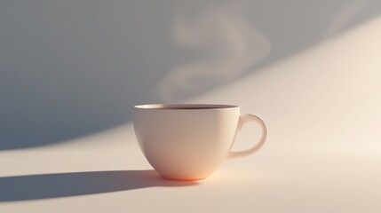 A single cup of steaming hot coffee on a white background. Ideal for promoting coffee brands or morning routines.